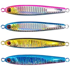 RoaRion Metal Jig Lures Baits Set of 4 Aomo Jigging Light Jigging Offshore Jigging (80g)