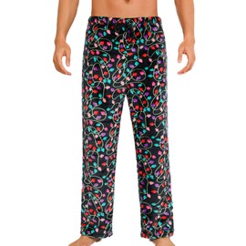 ENJOYNIGHT Mens Fleece Pajama Pant Fluffy Sleep Bottoms Plush Lounge Pjs(Large, Light)