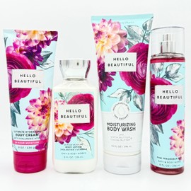 Hello Beautiful 4-Piece Bath Bundle | Ultimate Hydration Body Cream, Body Lotion, Moisturizing Body Wash and Fine Fragrance Mist