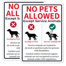 E-HORDE No Pets Allowed Sign, 10x14 Inches “No Dogs Or Pets Allowed Except Service Animals Sign”, Aluminum Sign,UV Protected and Weatherproof Sign for Business, Work Site, Shop Area (2)