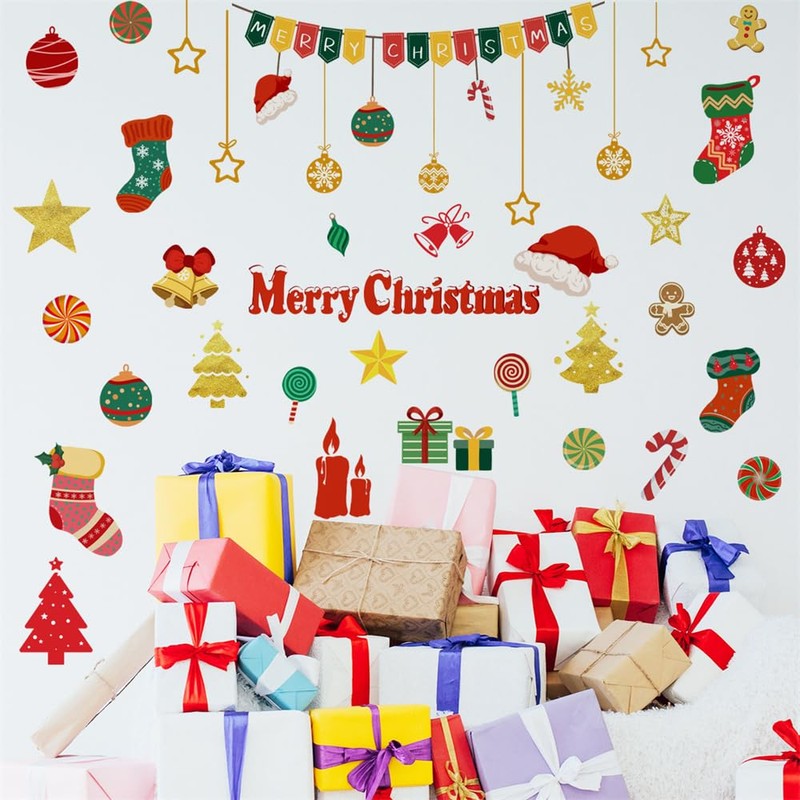 Condessacity Christmas Wall Sticker, Christmas Decoration, Sticker, Sticker, Diy, Hat,