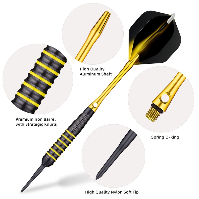 centaur 12 Pack Soft Tip Darts, Professional 18 Gram Plastic