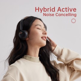 FINGERTIME Retro Headphones, Old School Style, Hybrid Active Noise Cancelling, On-Ear Design with Bluetooth V5.4, Up to 60 Hours of Playtime, Built-in Microphone for Seamless Calls (Black)