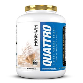 Magnum Nutraceuticals Quattro Whey Protein Powder, Vanilla Soft Serve Ice Cream 4lb – Premium Protein Isolate Blend for Muscle Growth & Recovery
