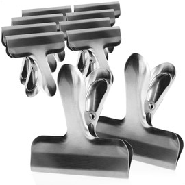 com-four® 10 x Medium Sealing Clips, Sealing Clips for Food Bags & Bags, Stainless Steel Sealing Clips, Bag Clips for Sealing & Keeping Fresh (Pack of 10 - Silver - Medium)