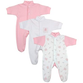Premature Early Baby Clothes Pack of 3 Sleepsuits / Babygros 1.5lb,3.5lb,5.5lb,7.5lb Pink Teddy