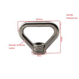 4 pcs of M8 304 Stainless Steel Heavy Duty Lifting Eye nut Triangle Shaped Screw Fastener