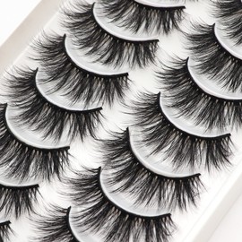 Veleasha False Lashes Pack 6D Faux Mink Eyelashes Wispy Lightweight Volume Eye Lashes 10 Pairs Multipack (6D04)
