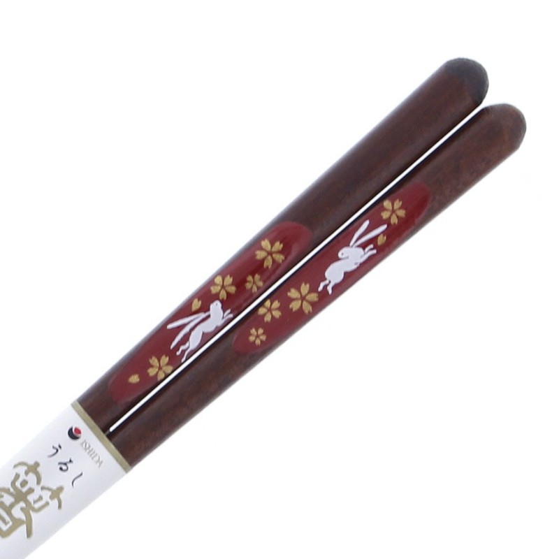 Chopsticks Lacquer Dapper Rabbit Wood (Natural Wood) Tip, 20.5 cm