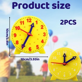 STIFFENERS 2 Pcs Teaching Clocks for Children, Colorful Educational Time Learning Clock with Graphics, Learn to Tell The Time Clock 24-Hour Time Teaching