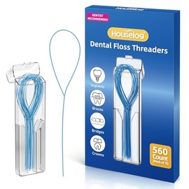 Enhebradores de Hilo Dental - 560 Piezas de Enhebradores para Brackets, Puentes e Implantes con Estuche de Viaje Portátil (Paquete de 8)