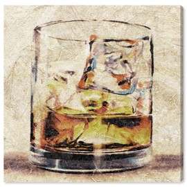 The Oliver Gal Artist Co. Drinks and Spirits Wall Art Canvas Prints 'Scotch Glass' Home Décor, 30" x 30", Brown, Brown
