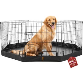 PJYuCien Dog Playpen Bottom Pad,Fits 24 Inch 8 Panels Regular Octagon Metal Exercise Pet Pen,Elastic Buckles Connections,Black (Note:Only Bottom,Fence Not Included)