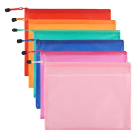 A4 Plastic Zip Folders Double Waterproof Zip Lock Document Wallet Holder Travel Storage Pouch for Office Supplies and Travel Accessories (6 PCS - 6 Colours)