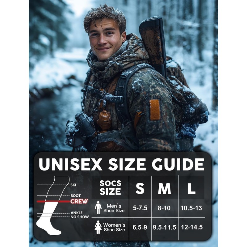 2-Pack Alpaca Wool Crew Socks, Thick Thermal Winter Socks Hunting