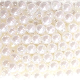Deco Beads Diameter 8 mm with Euro Hole 2 mm Pack of 250 White