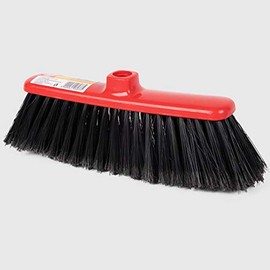La Briantina Red Head Interior Broom for All Home Floors with Feathered Bristles, Lightweight and Thin, Effective for Slots