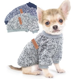 2 Pieces Sweaters for Small Dogs Fall Clothes Female Winter Fleece Puppy Warm Outfit Pet Sweater for Boy Girl Yorkie, Chihuahua, Bulldog, Dachshund, Pug, X-Large