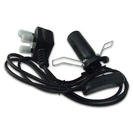 Salt Lamps UK Replacement Electrical Cable 2 Metal Clip with Button Switch - UK 3Pin Plug Plus Bulb