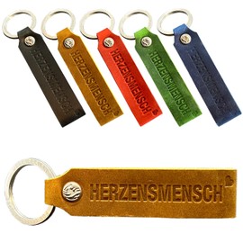 JOKO DESIGN Heart Man Favourite Person Leather Keyring Gift Girlfriend Partner Daughter Gift Idea, Heart Man Classic Brown, Classic" or "European"