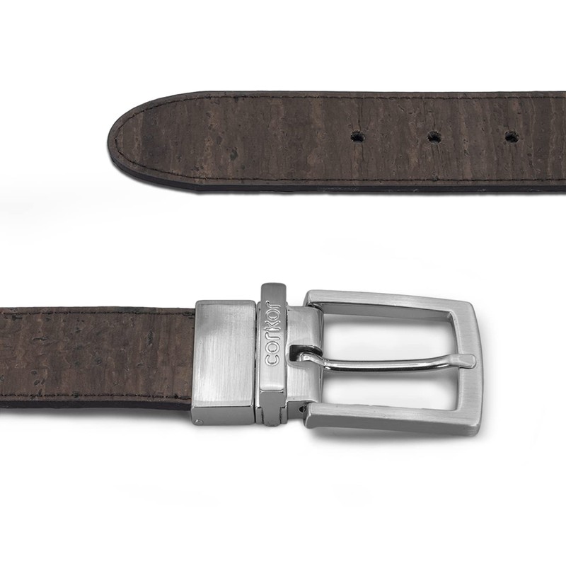 Corkor Men's Reversible Ratchet Belt, 35 mm Wide, Vegan, Cork