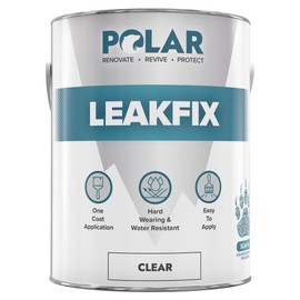 Polar Clear Leak Fix Paint - 85 oz - One Coat Waterproof Sealant with Reinforced Fibers, Instantly Seals Leaks & Cracks for Roofs, Drainpipes and Gutter Repairs for Exterior Use