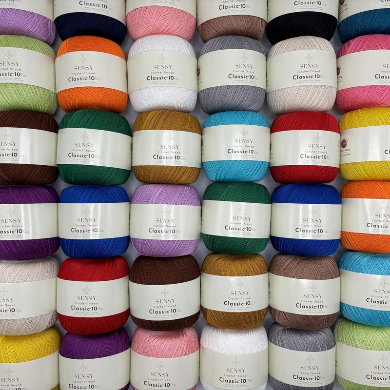 Sensy Crochet Thread Classic Size 10, 100% Mercerized Giza Cotton,