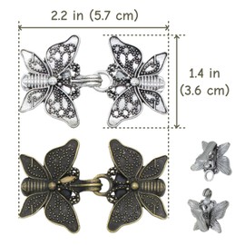 Butterfly Toggle Button, 4 Pairs, Vintage