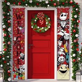 Christmas Decorations Christmas Nightmare Before Porch Banner Jack Sally Banner New Year Winter Xmas Decor Zero Christmas Decorations for Home Party