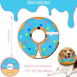 KIKNIN Inflatable Dog Cone Collar, Protective Recovery Collar Cone for Small Medium Large Dogs and Cats, Soft E-Collar Dog Donut Cone Alternative After Surgery (Blue, Medium+)