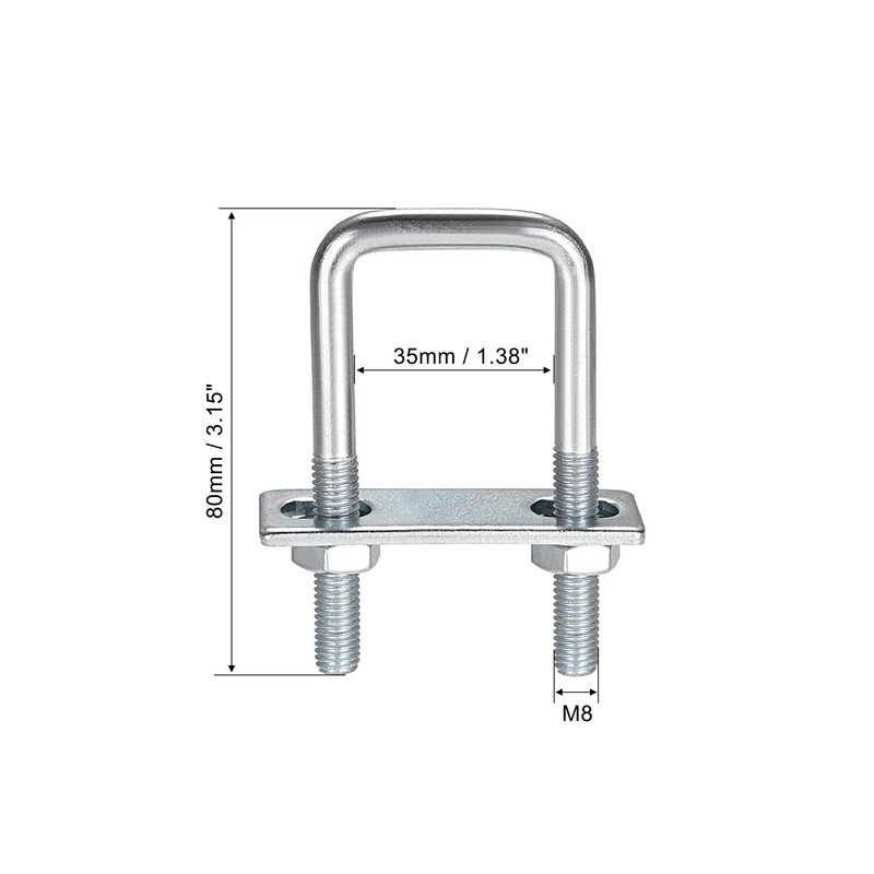 sourcing map M8 Square U-bolt Square U-bolt U-bolts U-bolts 35