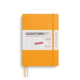 LEUCHTTURM1917 372558 Weekly Planner Medium (A5) 2026, 12 Months, Soft Cover, Rising Sun, German