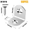 NAHUAA Pack of 60 Stainless Steel Angle Brackets 20 x
