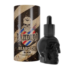 BANDIDO Beard Oil 40 ml - Beard Oil in Skull Design for Men - Barbershop Beard Care Oil with Pipette Stand | Serum for 3-Day Beard or Full Beard | Styling Beard Oil Gifts for Men - Black