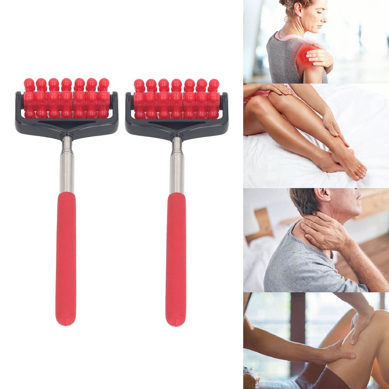 2pcs Telescopic Back Massage Roller Stainless Steel Rolling Back Massager