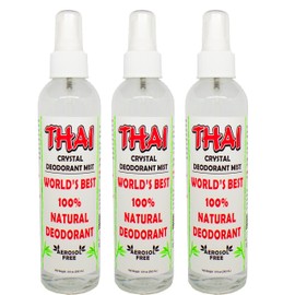Thai Deodorant Stone Crystal Mist Natural Deodorant Spray 8 oz. Bundle (Pack Of 3)