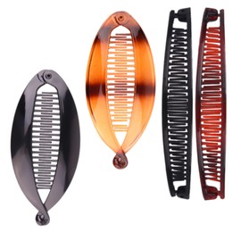 4 Stück Banana Clip,Bananenspange Haare Damen Hair Claw Haarklammer Haar Haarspangen Haarnadel Haarreifen Klammern Bananen Haarklammern mit Steckkamm Flat Banane Haarnadeln,für Dünnes (a)