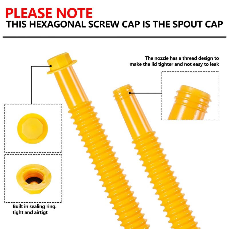 ZORYILUO Gas Can Spout Replacement Gas Can Nozzle (3 Kit-Yellow)