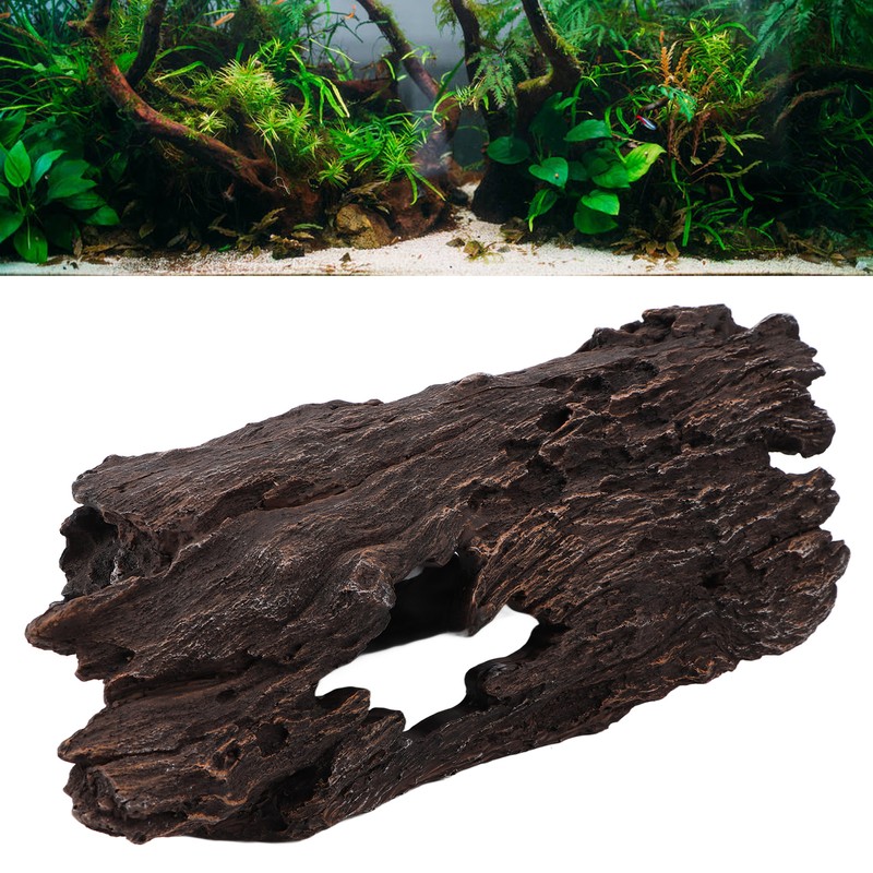 Resin Wood Aquarium Decorations Reptile Hollow Tree Trunk Cavern Bark