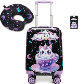 Inprof Kid’s Luggage Set 2 Piece Suitcase Set 16’’ Hardside Luggage with Spinner Wheels Girls Carry on Toddler Luggage Travel Rolling Luggage Airline Approved