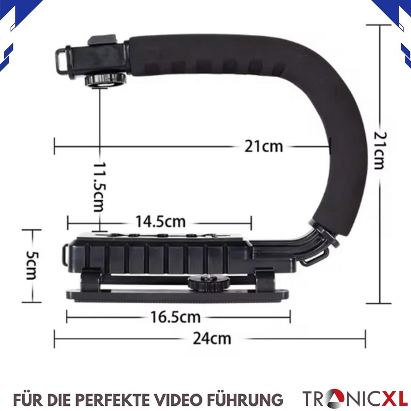 TronicXL Video Action Stabilising Handle Stabiliser with Cold Shoe for