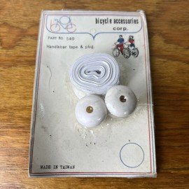 Bicycle Accessories Corp. WHITE BICYCLE HANDLEBAR TAPE & PLUGS FITS SCHWINN & OTHERS VINTAGE NOS