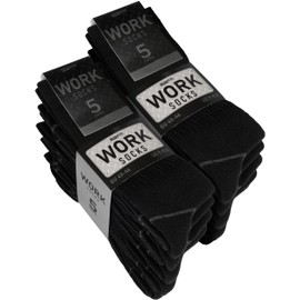 BRUBAKER 10 or 20 Pairs of Men's Work Socks - Work Socks for Optimal Support at Work - Robust Functional Socks Made of Cotton - Reinforced Heel and Toe Area, 10 Pairs - Black, 47 - 50