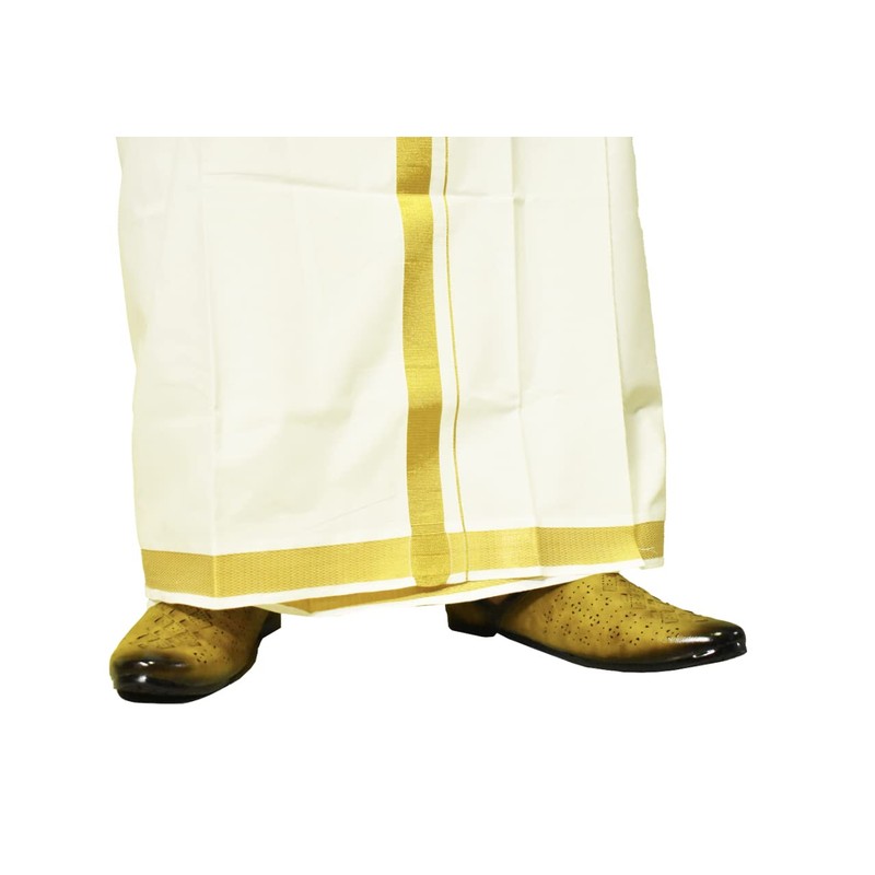 Cotton Dhoti Vesti Mundu 2 mtrs Color crema de una