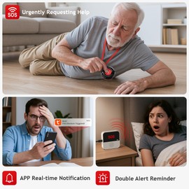 SanJie Wi-Fi Wireless Caregiver Pager Call Button for Elderly at Home - Alert Systems with App Remote Alerts & Device Sharing Suitable for Seniors & Patients and People with Disabilities