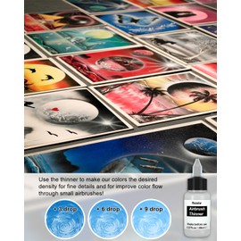 Roizefar Airbrush Paint, Airbrush Paint Kit 22 Acrylic Paints + 2 Airbrush Thinner, Airbrush Set For DIY Projects, Beginners, Water-Based Paint, Opaque & Neon Colours 20ml/Bottle