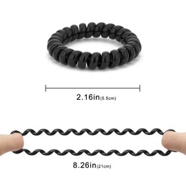 Metallic Luster Spiral Hair Ties (Thin,8 Pcs), Coil Hair Ties for Thick Hair, Ponytail Holder Hair Ties for Women , No Crease Hair Ties, Phone Cord Hair Ties for all Hair Types with Plastic Spiral