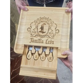 SW Design Concepts Bamboo Charcuterie Cheese Board and Knife Set