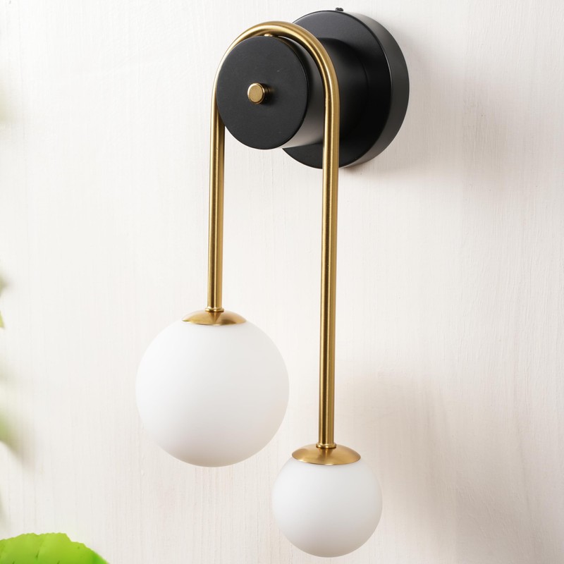 Skyblaze Mid-Century Modern Wall Sconce Glass Globes Wall Lamp Modern
