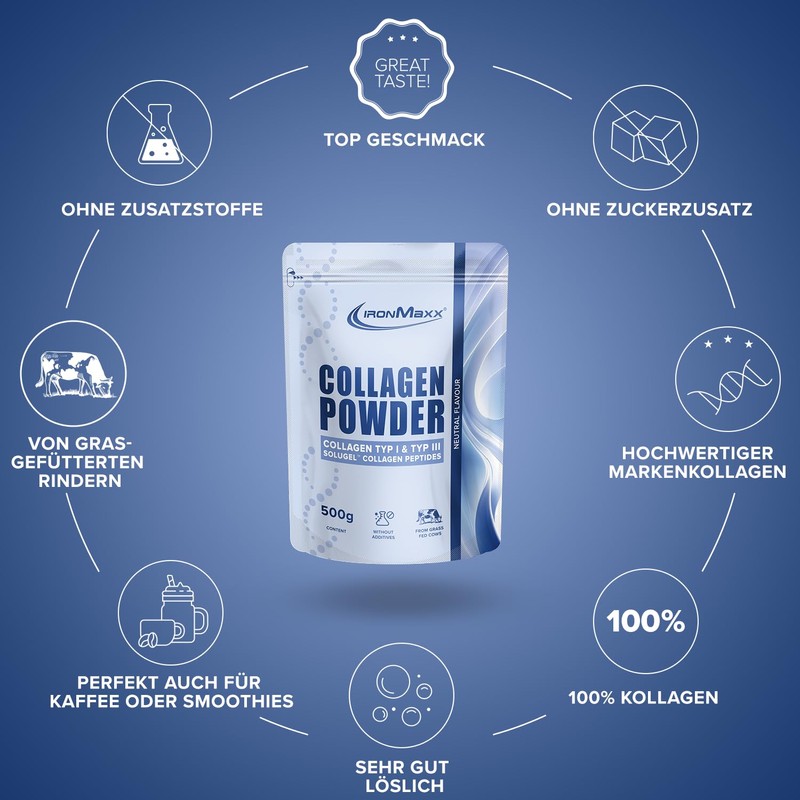 IronMaxx Collagen Powder - 500 g Bag | Pure Collagen